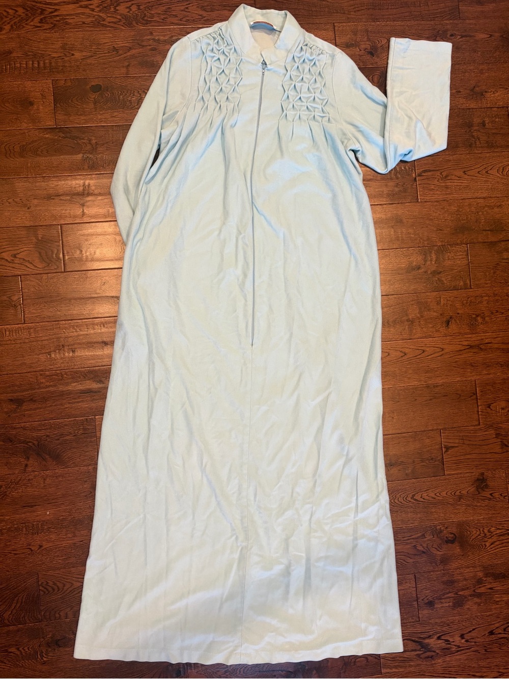Sears Light Blue Long Sleeve Zip-Front Nightgown